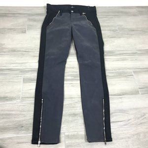 7 For All Mankind Black and Suede Zip Skinny Jeans